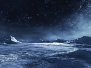 Naklejka premium Snowy Mountain Range at Night