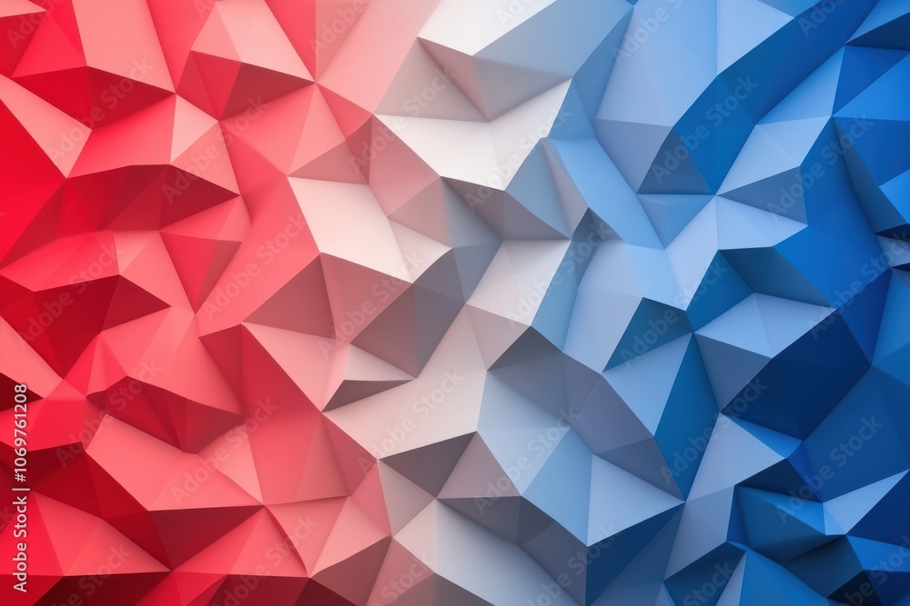 Aufkleber a vibrant abstract design featuring a 3d geometric pattern in red, white, and blue, showcasing sharp