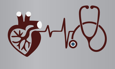 Human Heart With Red Cardio Pulse Line, Symbolizing Cardiovascular Health. World Hypertension Day Awareness Concept For Banners, Posters, Tshirt