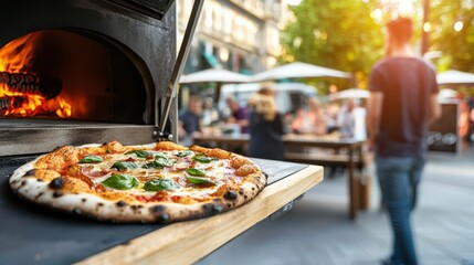 Savor artisan pizzas from a wood-fired oven food truck