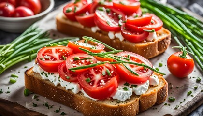 Trendy Homemade Tomato Toast with Goat Cheese and Chives
