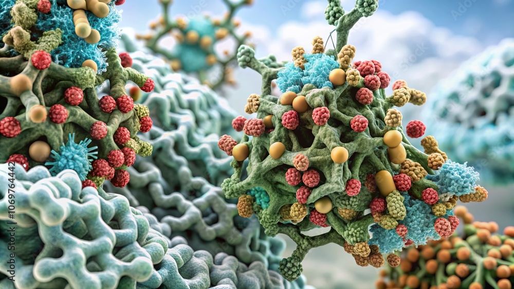 Aufkleber macro photography of enzyme substrate products highlighting molecular structures and interactions fo