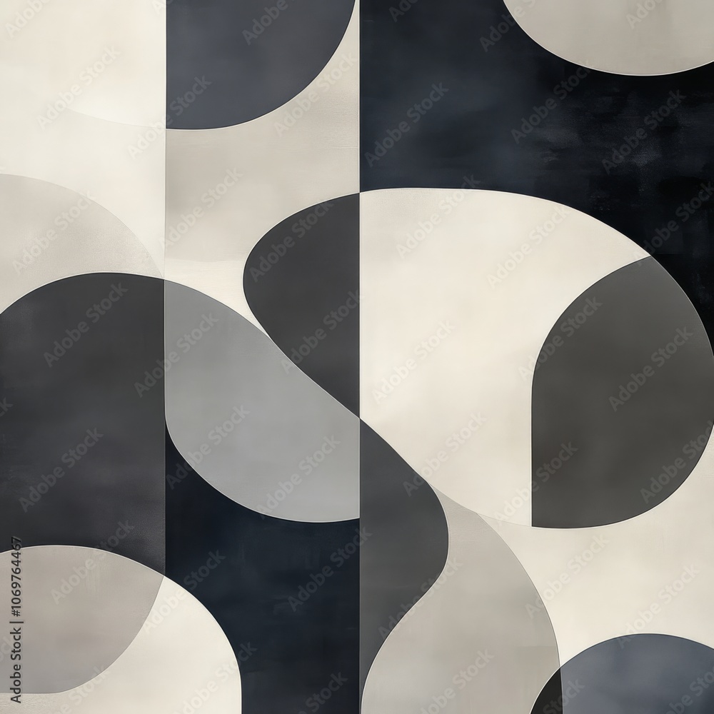 Poster a stylish, modern design with gray and white shapes that look abstract.