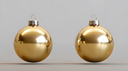 Gold colored Christmas balls isolated on transparent background