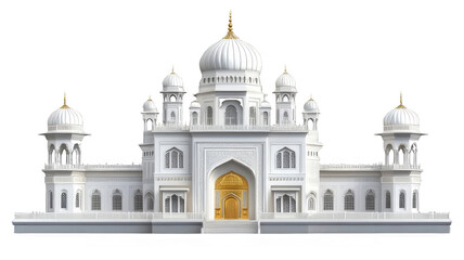 Obraz premium A large white building with a gold door and multiple domes.