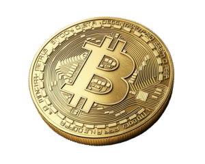 Bitcoin coin isolated on a transparent background