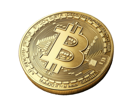 Bitcoin coin isolated on a transparent background