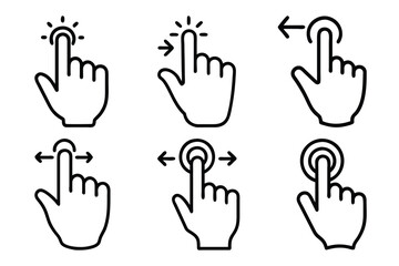 set of hands touch icon