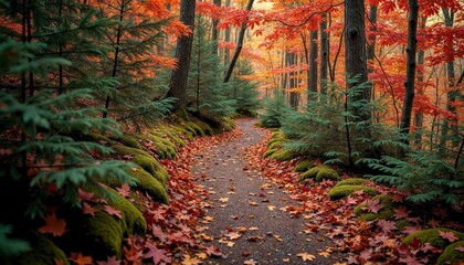 Autumn Hiking Trail Through Maryland Woods