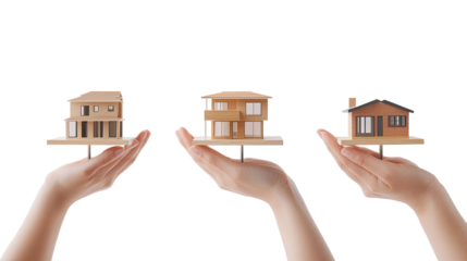 Hands Holding Model Houses for Real Estate Concepts and Ideas Generative AI
