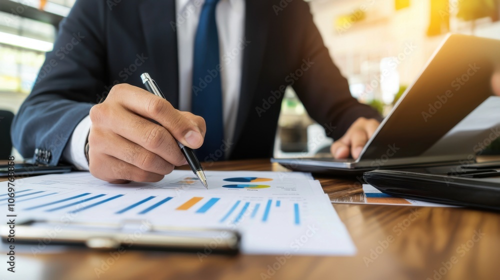 Poster financial analysis session with data projections