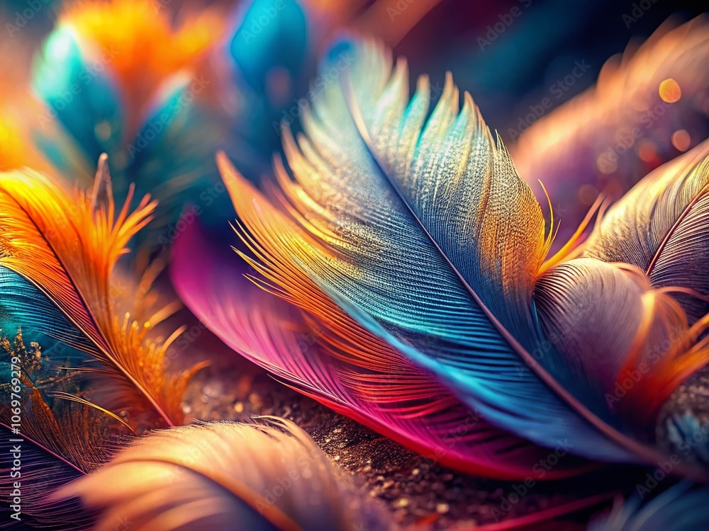 Poster minimalistic macro view of feathers texture in tilt-shift photography for abstract background illust