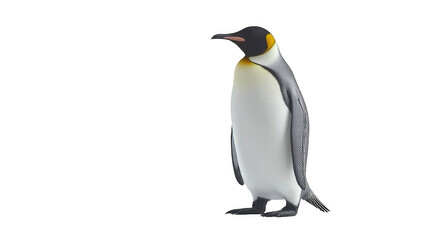 Fototapeta premium A single emperor penguin standing on a black background.