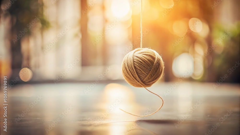 Poster minimalist photography of a single thread against a soft background, emphasizing texture and simplic