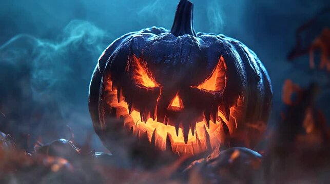 halloween animation scary night. Seamless looping time-lapse virtual 4k video animation background