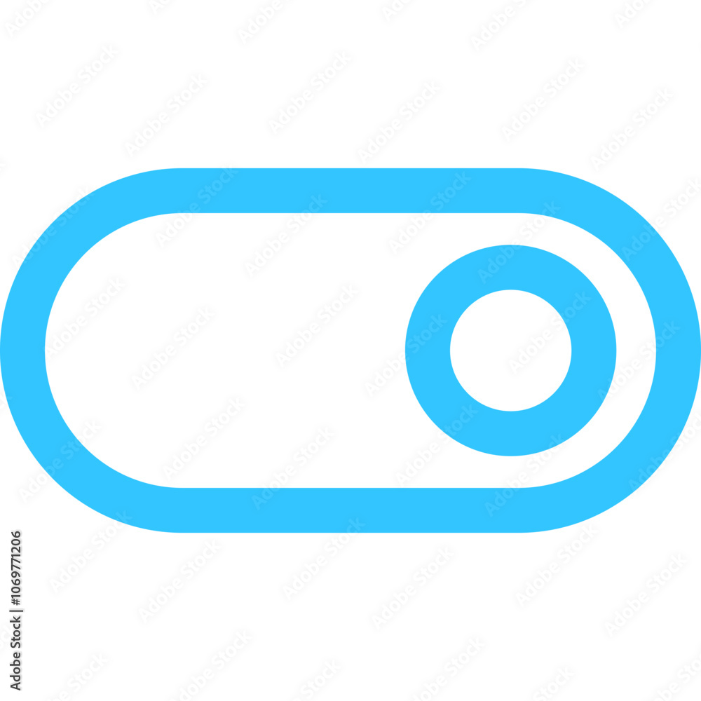 Aufkleber a modern toggle switch icon displayed in blue color signifying options to turn on or off