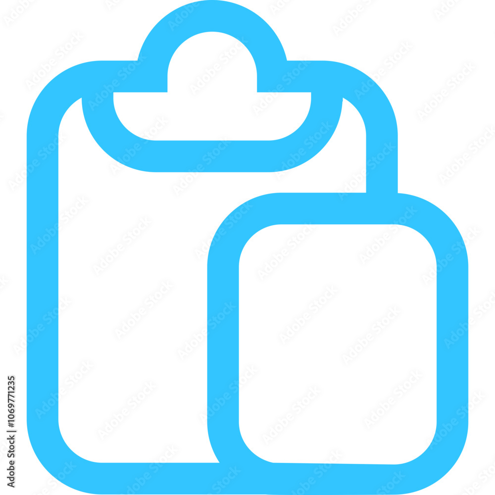 Aufkleber a simple blue clipboard icon representing organization and note-taking in a digital format often use
