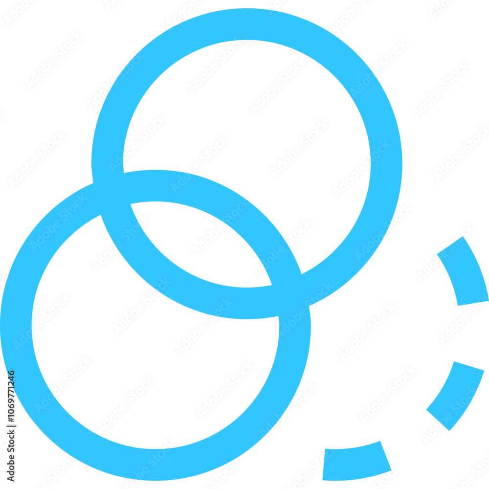 Poster blue interconnected rings representing unity and collaboration in a contemporary style, suitable for