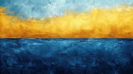 Naklejka premium Ocean, blue and yellow illustration by Vita with hand painted details. 