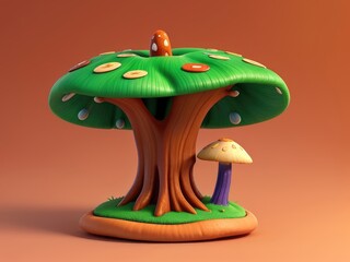 3d illustration of  mushrooms in the grass,fly mushroom,mushrooms in the forest