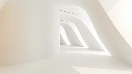 Fototapeta premium Pure White Curved Background - a clean and minimalistic visual. The pure white curves create a serene and elegant atmosphere, perfect for a variety of design applications.