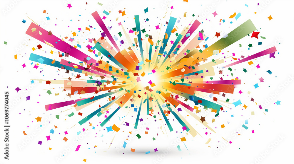 Poster flat design element.abstract colorful explosion of confetti isolated on a white background