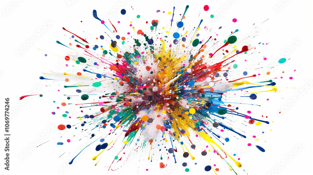 Poster flat design element.abstract colorful explosion of confetti isolated on a white background