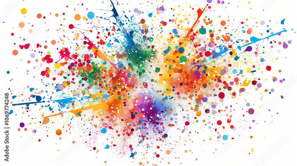 Poster flat design element.abstract colorful explosion of confetti isolated on a white background