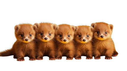 Four adorable brown furry baby animals looking at the camera.