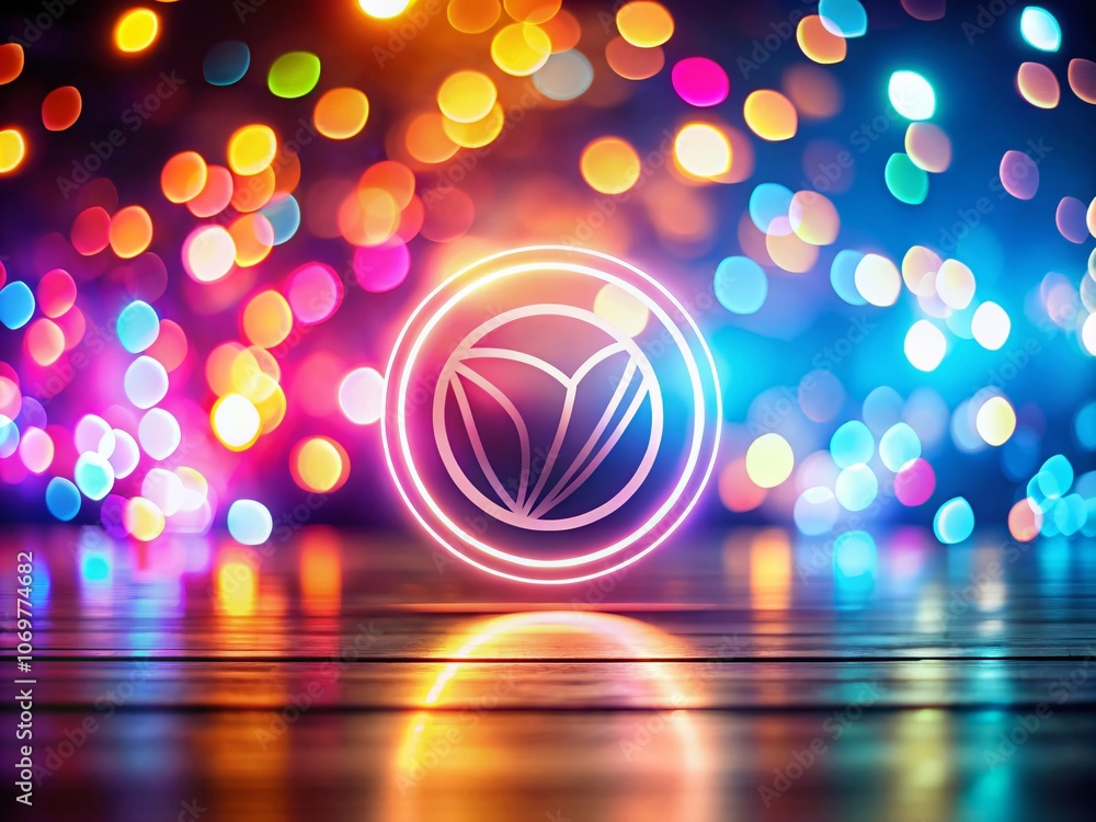 Poster night photography with glowing light loop for product placement mockup background featuring abstract