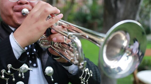 Mariachi plays on the trumpet mexican music
