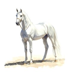 Obraz premium White Horse Standing in a Field.
