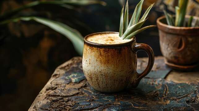 Discover the unique flavors of pulque served in a traditional cup