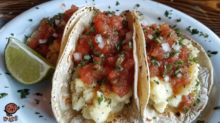 Savor delicious tacos de papas soft corn tortillas with seasoned mashed potatoes