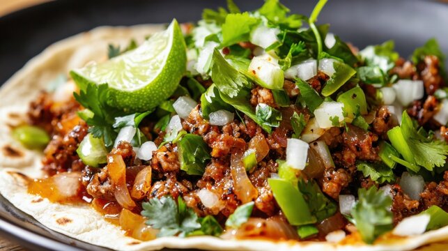 Savor the flavor of authentic taco de sesos with fresh toppings