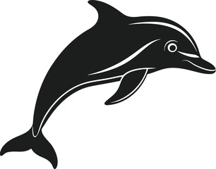 Fototapeta premium Graceful Dolphin Silhouette Vector Illustration - Minimalist Marine Design