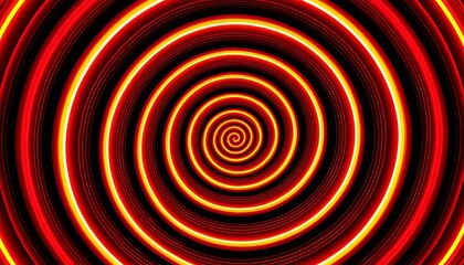 Abstract vibrant hypnotic red spiral with glowing concentric circles