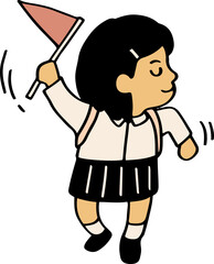 Cheerful Girl Holding a Flag