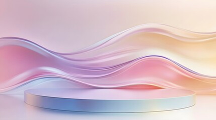 Obraz premium Abstract 3d colorful glass curves. Abstract scene background. Podium 3d, stage pedestal or platform