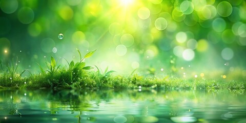 Obraz premium Serene Green Blur Background with Rule of Thirds Composition for Nature and Abstract Photography, Ideal for Relaxation, Meditation, and Artistic Projects