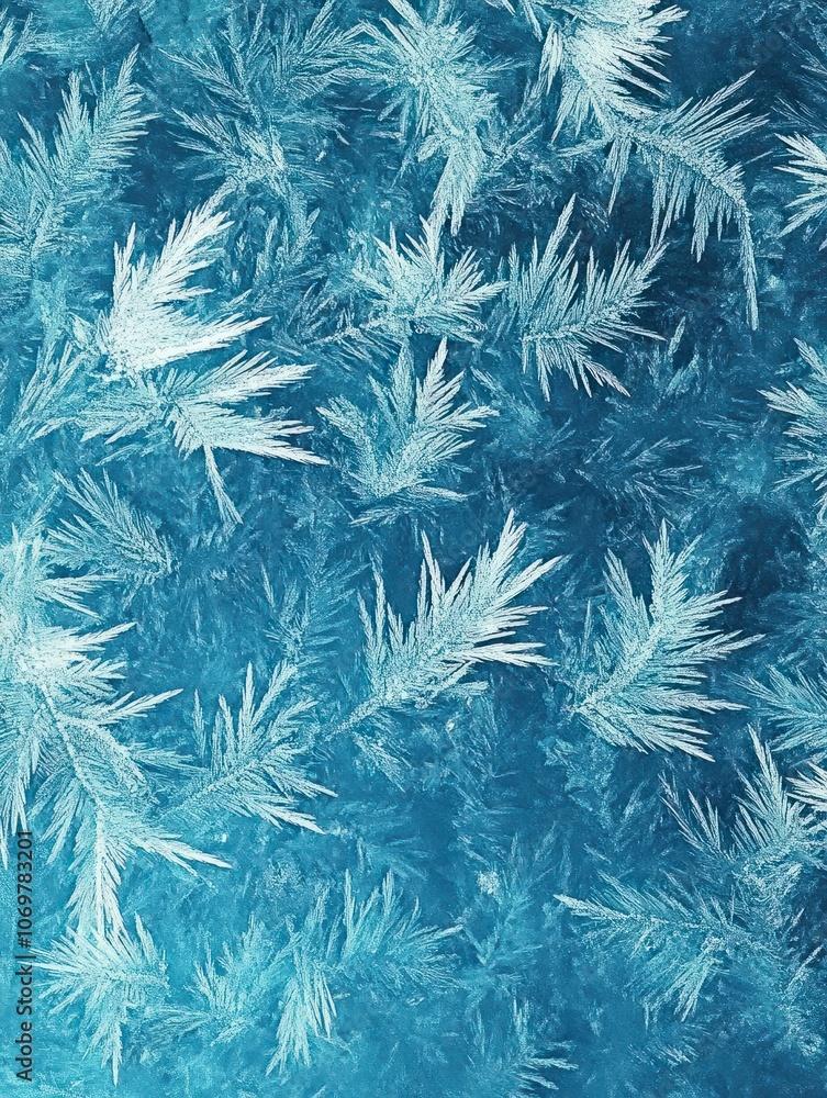 Poster close up of abstract frost pattern. detailed abstract winter background texture.