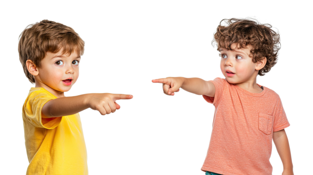 Little Boys Excitedly Pointing at Invisible Walls in a Playful Moment Generative AI