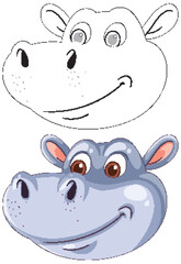 Smiling Hippo Cartoon Illustration