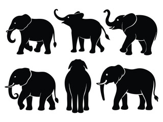 Fototapeta premium set of elephant silhouette vector illustration