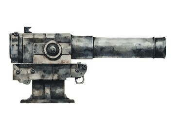 Watercolor Painting of a Vintage Cannon.