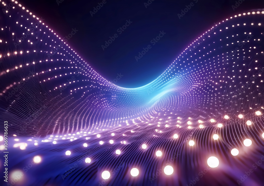 Poster abstract background with glowing particles, 3d rendering computer digital illustration