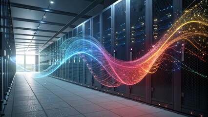 Abstract digital wave of particles. Futuristic point wave. Technology background vector. Vector illustration