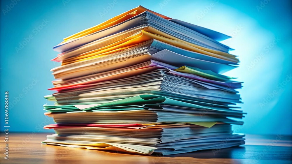 Aufkleber stack of documents isolated png transparent background for professional use, perfect for business pr