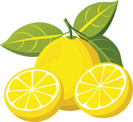 set of fresh delicious lemons splashing with leave