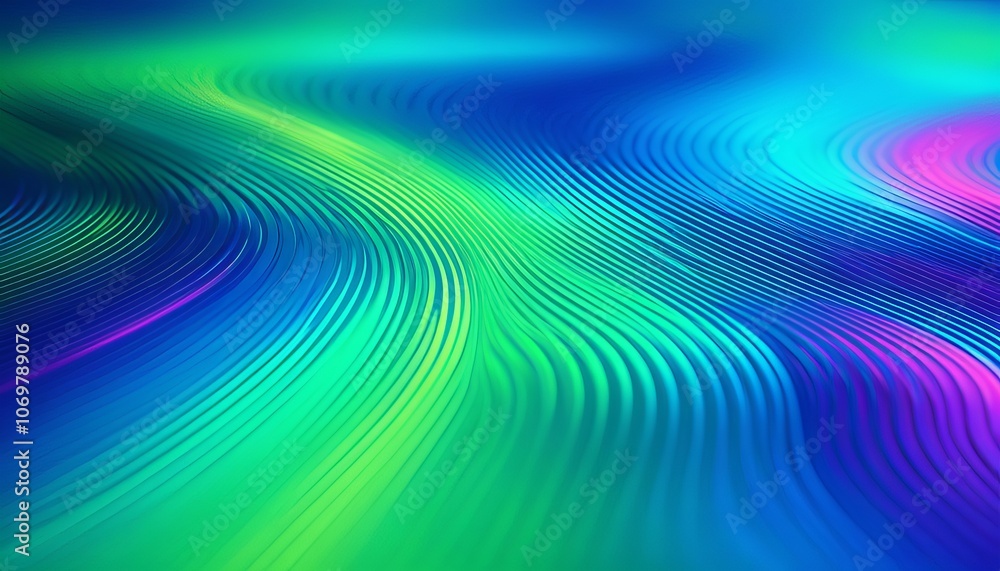 Poster vibrant abstract waves in neon colors with fluid gradient lines